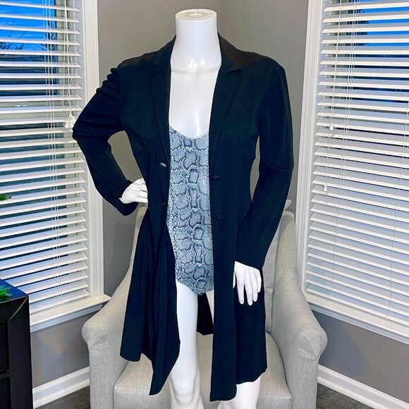 Vintage Cabi Y2K Long Black Rayon Topper Duster XS Style #102 - Picture 4 of 7